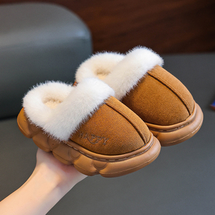 儿童棉拖鞋秋冬季男女童EVA室内居家防水中大童小孩宝宝包跟棉鞋