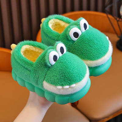 秋冬季儿童棉鞋男童卡通居家室内毛毛鞋中大童保暖女童包跟棉拖鞋