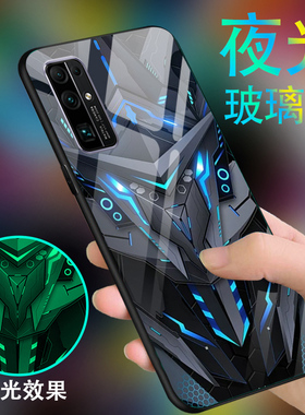黑色战士适用于华为荣耀30手机壳男honor20新款30pro+荣耀10青春版炫酷note10夜光玻璃v10全包s防摔lite潮套
