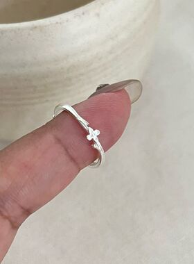 素圈925镀银戒指女款ins小众高级设计感学生食指戒简约冷淡风指环