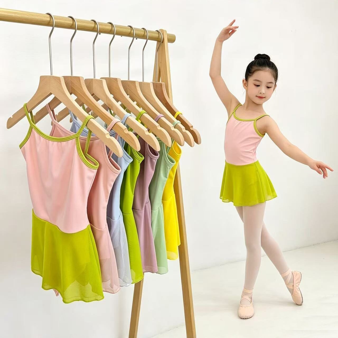 儿童吊带舞蹈服女童练功服夏季芭蕾舞裙中国舞服装形体服网纱裙女
