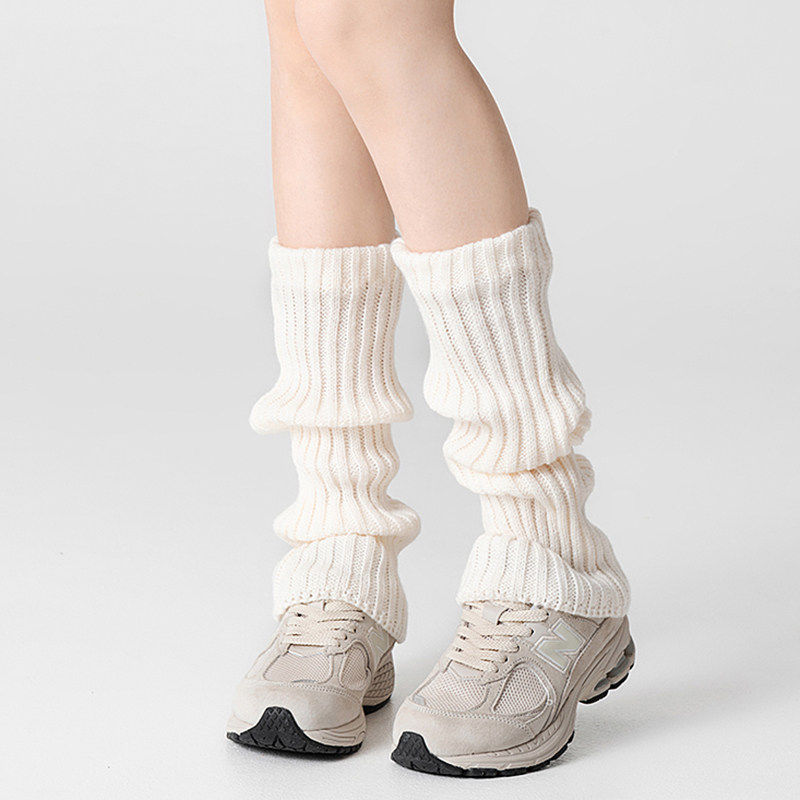 针织袜套白色袜子JK雪地靴子灰色腿套女款薄款秋冬加厚长筒堆堆袜