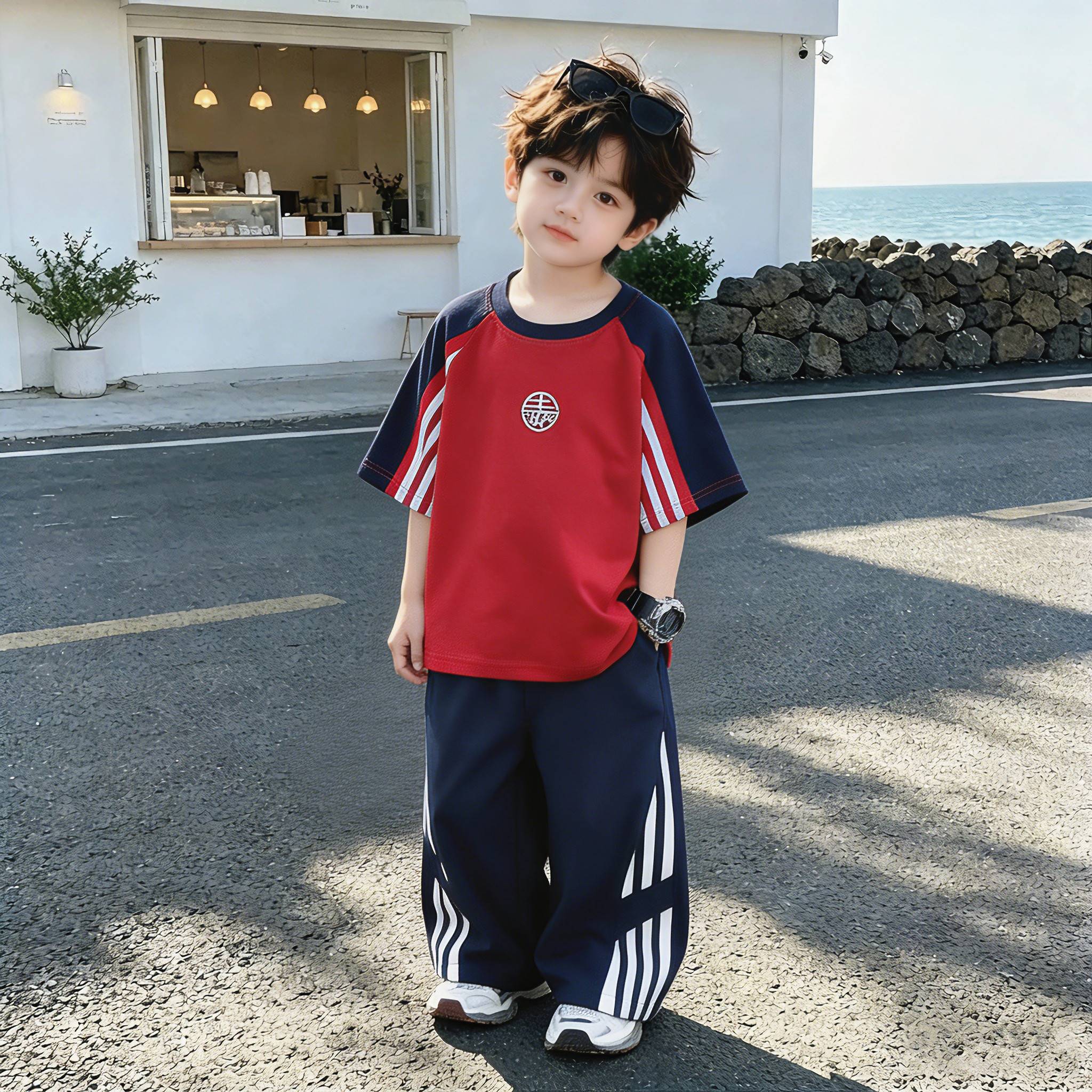 男童夏季短袖套装2026新款男孩夏装韩范痞帅气儿童运动小少爷衣服