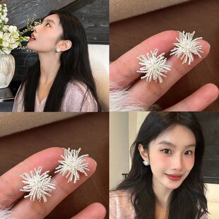 精致轻奢烟花耳钉女独特漂亮高级感耳环2025新款秋冬无耳洞耳夹