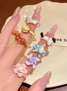 小众可爱卡通可旋转食指戒