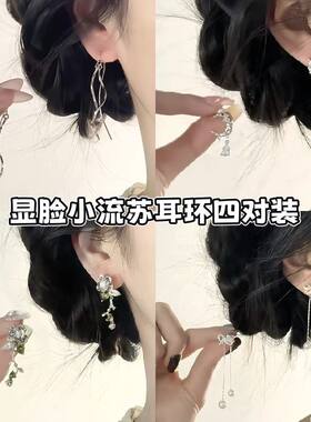「风吟水韵」长款流苏波浪流苏耳线显脸小方圆脸耳钉小众轻奢耳饰