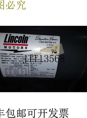 原装供应林肯 LM25136 1/4 1725RPM 230/460V 60Hz SRN4HO.25TCN6