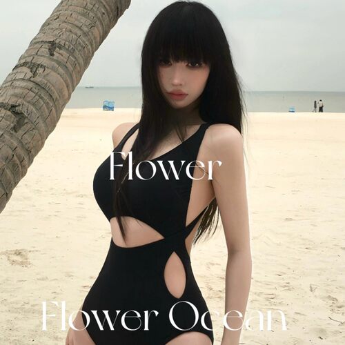 【BLACK】夏季黑色性感连体三角露腰修身显瘦沙滩海边度假泳装