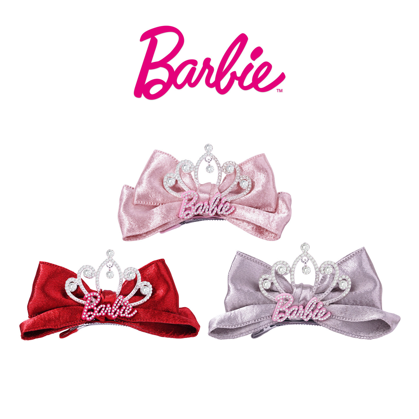 Barbie芭比官方正品顶夹发夹女生高级感发饰立体蝴蝶结皇冠头饰