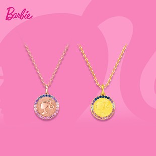 S925银女童复古锆石银饰项链银饰礼物新年 Barbie芭比官方正品