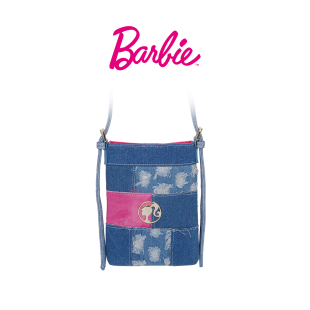 包包礼物新年 帆布袋斜跨包牛仔包女款 Barbie芭比官方正品 小包时尚