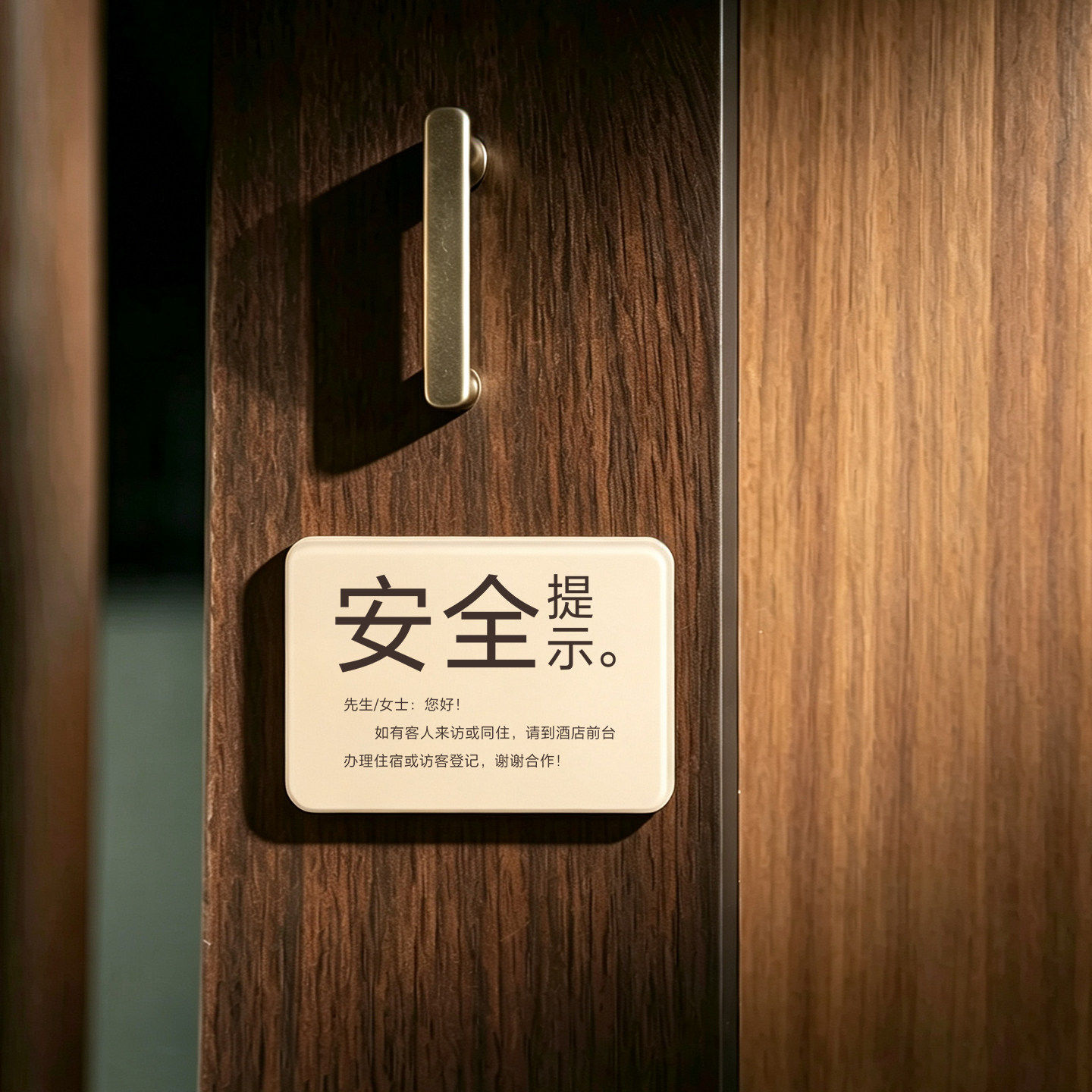 酒店客房宾馆房间安全提醒牌一人一证客人来访入住请登记标识牌贴