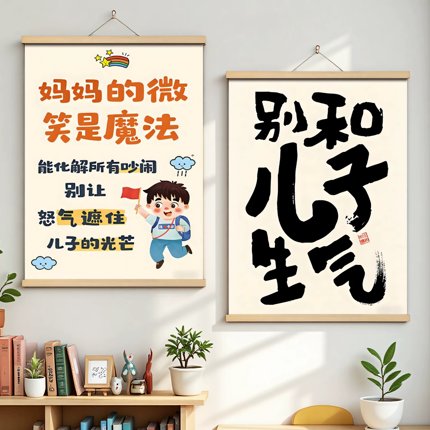 莫生气情绪稳定神器挂画不要别和女儿儿子生气房间贴客厅装饰画l