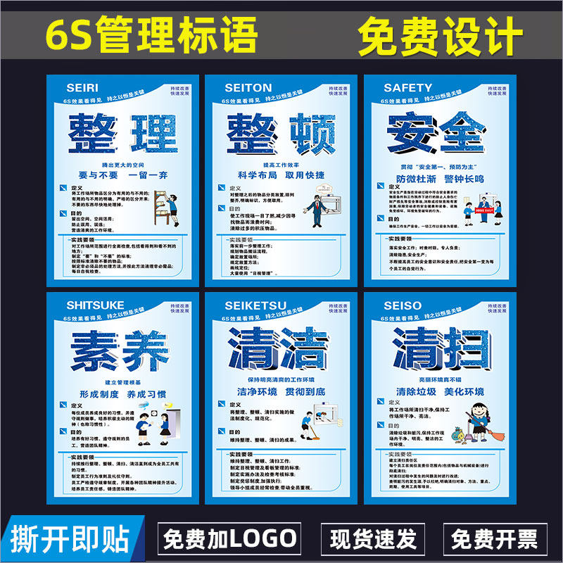 6s管理标识牌5s管理标识牌贴企业文化宣传海报车间仓库展板挂图标