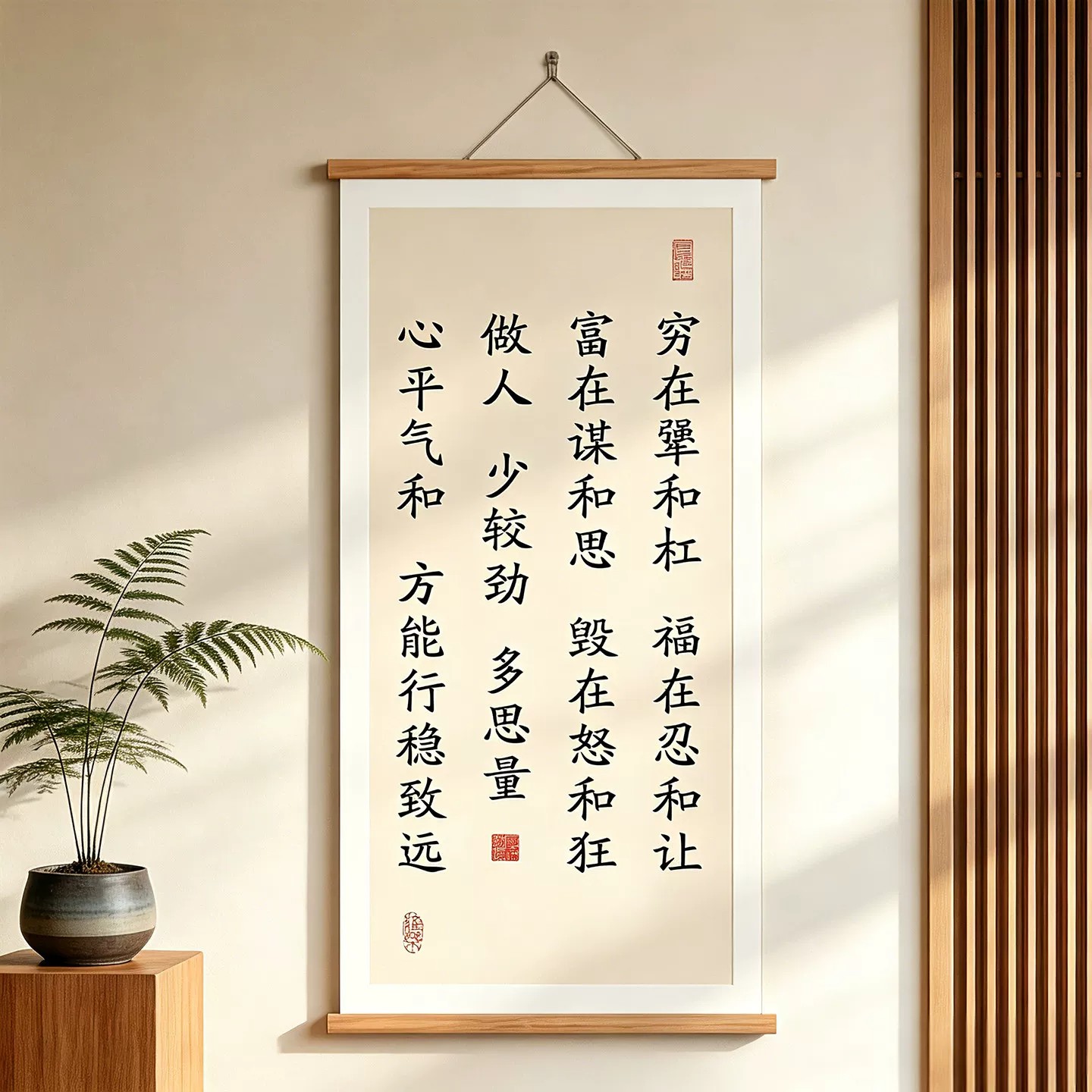穷在犟和杠福在忍和让字画新中式书法挂画书房茶室玄关客厅装饰l