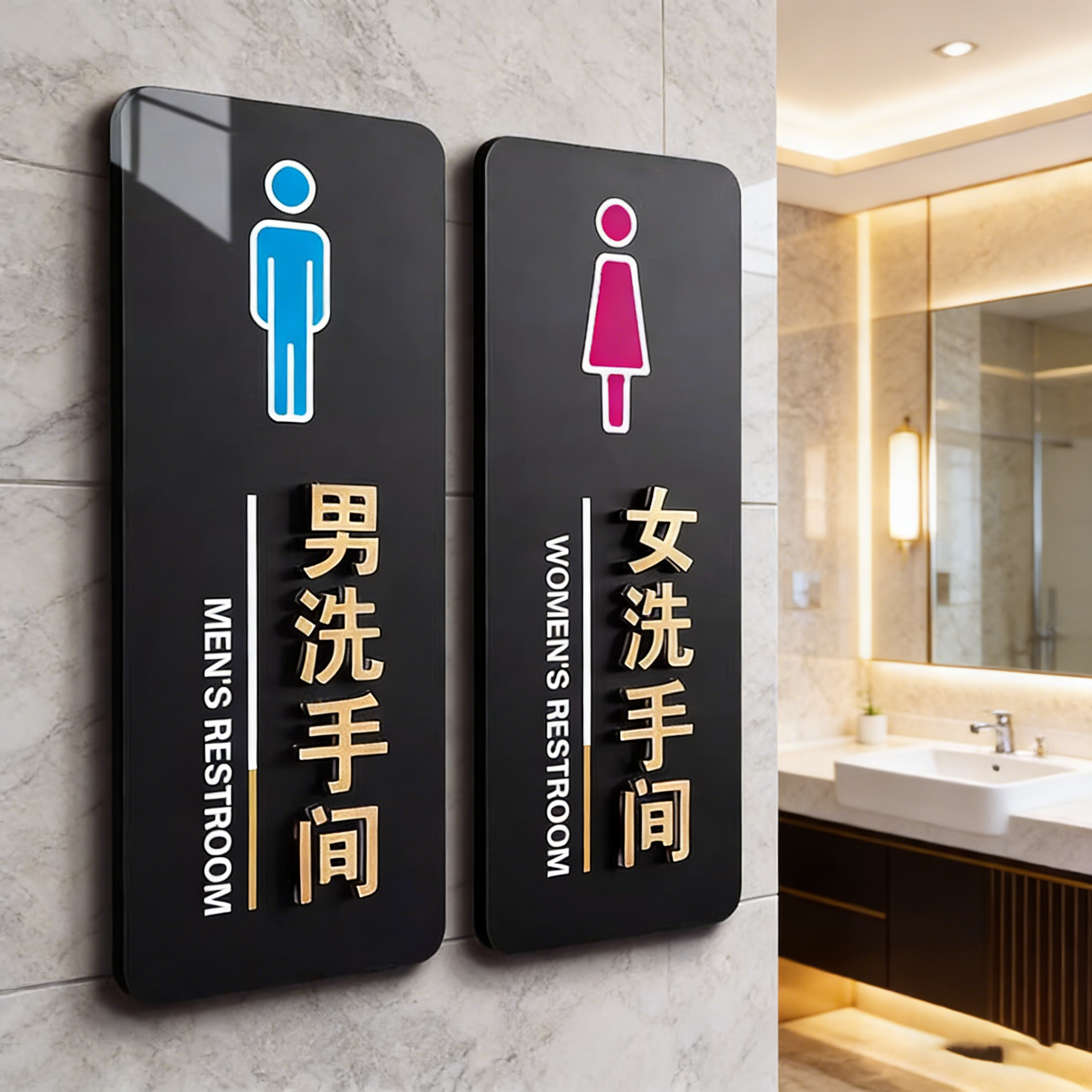 男女卫生间标识牌高档创意洗手间标识牌定制酒店WC厕所指示门牌公共卫生间标志标牌温馨提示牌亚克力公厕牌子,文具电教/文化用品/商务用品,标志牌/提示牌/付款码,淘宝优惠券,粉丝福利购,淘宝优惠卷