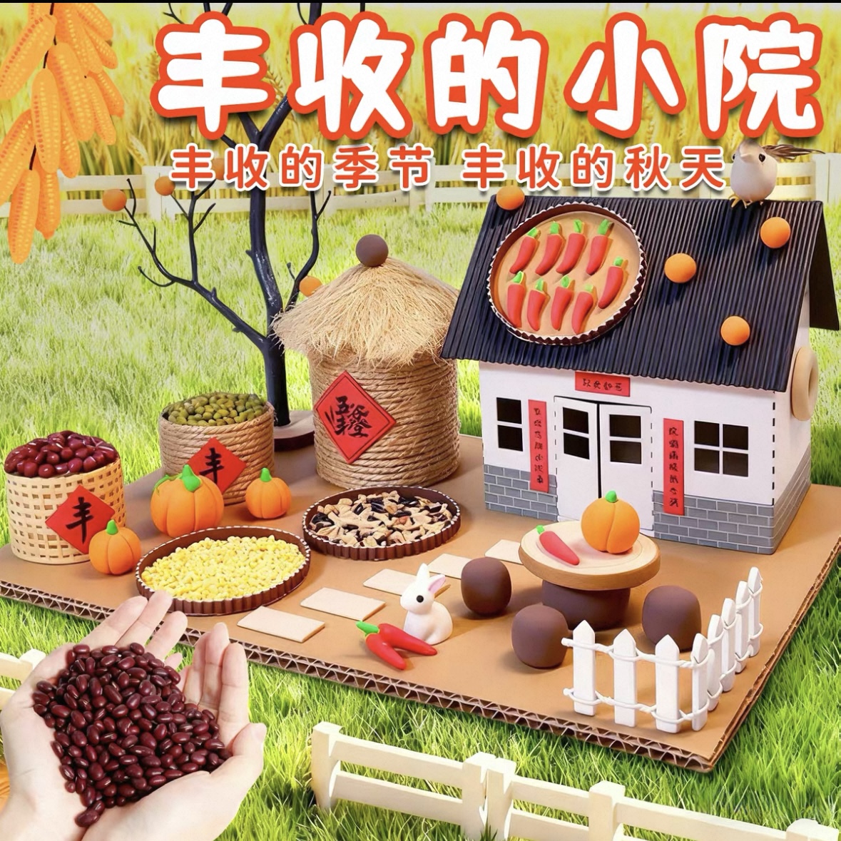 秋天小屋房子粮仓模型儿童玩具