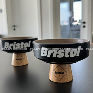 潮牌FCRB藤原浩黑化木底座托盘客厅玄关小物件钥匙盘仿瓷储物盘