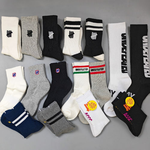 新品 日系轻奢小众刺绣加厚毛巾底AB款棉混中高筒滑板运动男女袜