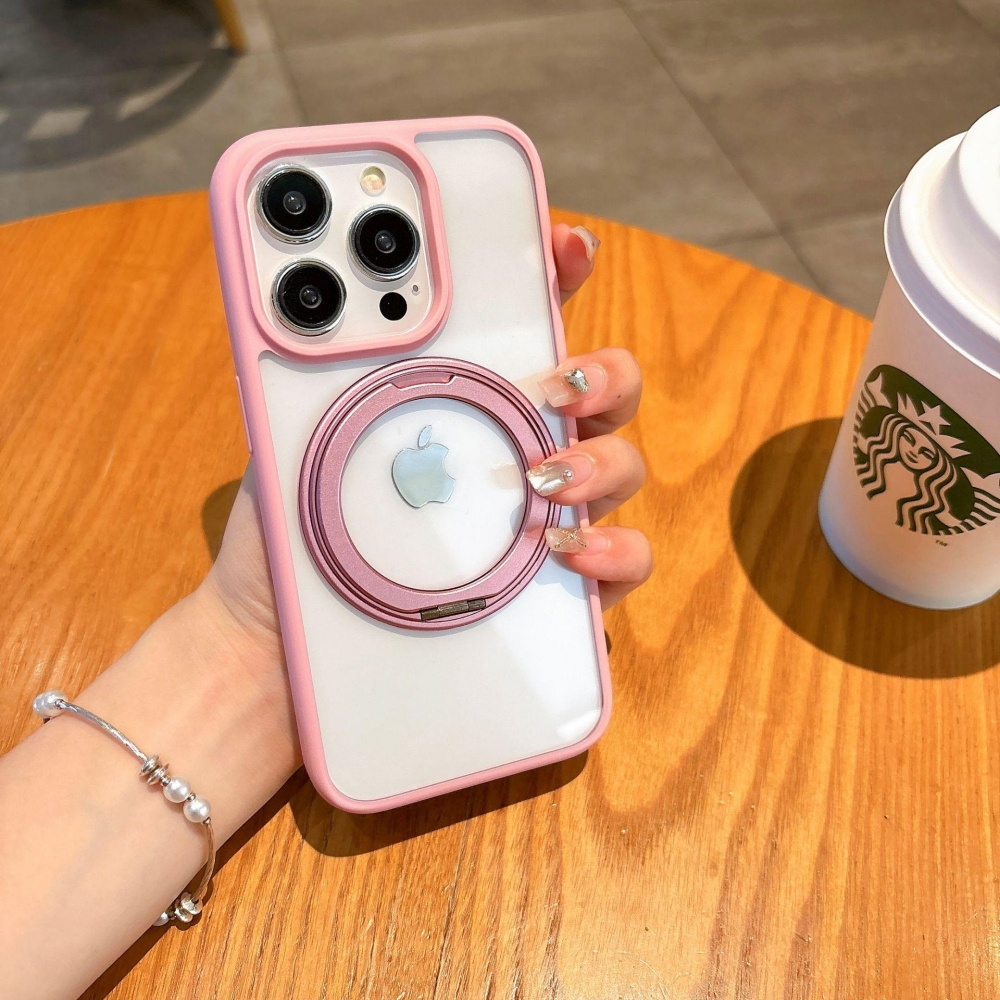 360°旋转支点壳适用iPhone15pro手机壳16磁吸支架14proMax高级感男女苹果13简约透明12防摔保护套11无线充电