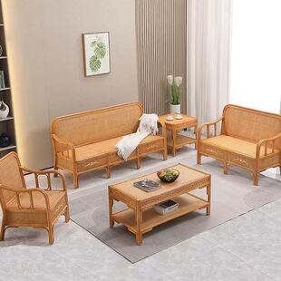 天然全真藤沙发藤编1.3米双三人位客厅办公午休藤椅复古腾椅沙发