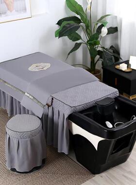 泰式洗头床罩理发头疗床套冲头纯色简约订做足浴美容美体采耳床单