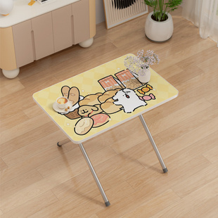 小户型家庭必备折叠桌儿童餐桌便携易收纳可爱小狗客厅餐桌外出摆摊折叠桌出租屋宿舍寝室小桌子秒开秒收桌子
