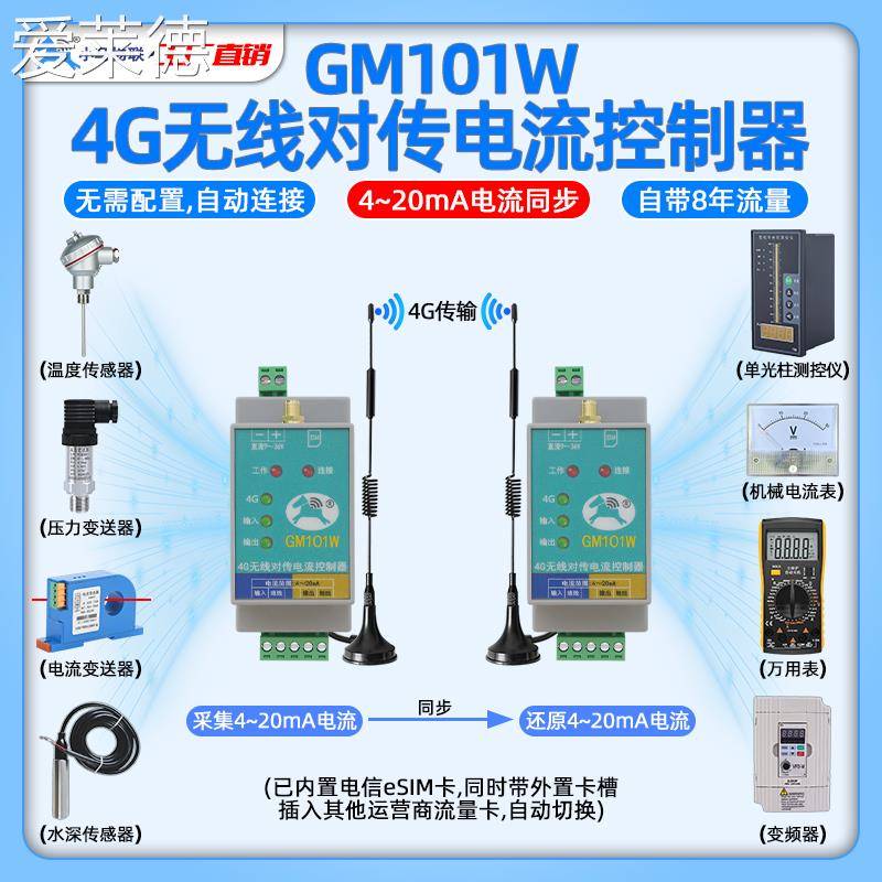 爱莱德模拟量无线传输模块4-20mA电流采集4g远程监测控制信号接收发射器