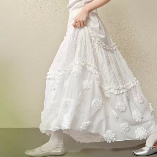 阔色设计感白色蓬蓬裙蛋糕裙女2025春季 气质半身裙长裙子秋 新款