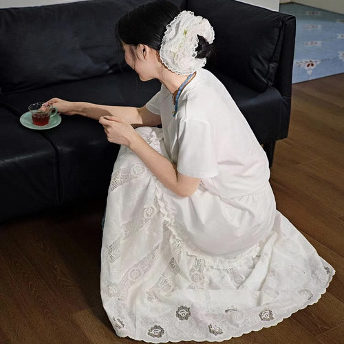 白色伞裙半身裙夏季女半裙长裙子