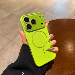 荔枝皮纹适用苹果17promax手机壳新款 男女带磁吸iPhone16pro保护套水晶镜头膜15外壳高端商务14防摔壳耐磨硬