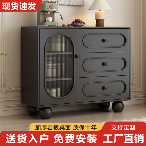 实木餐边柜靠墙一体储物柜家用