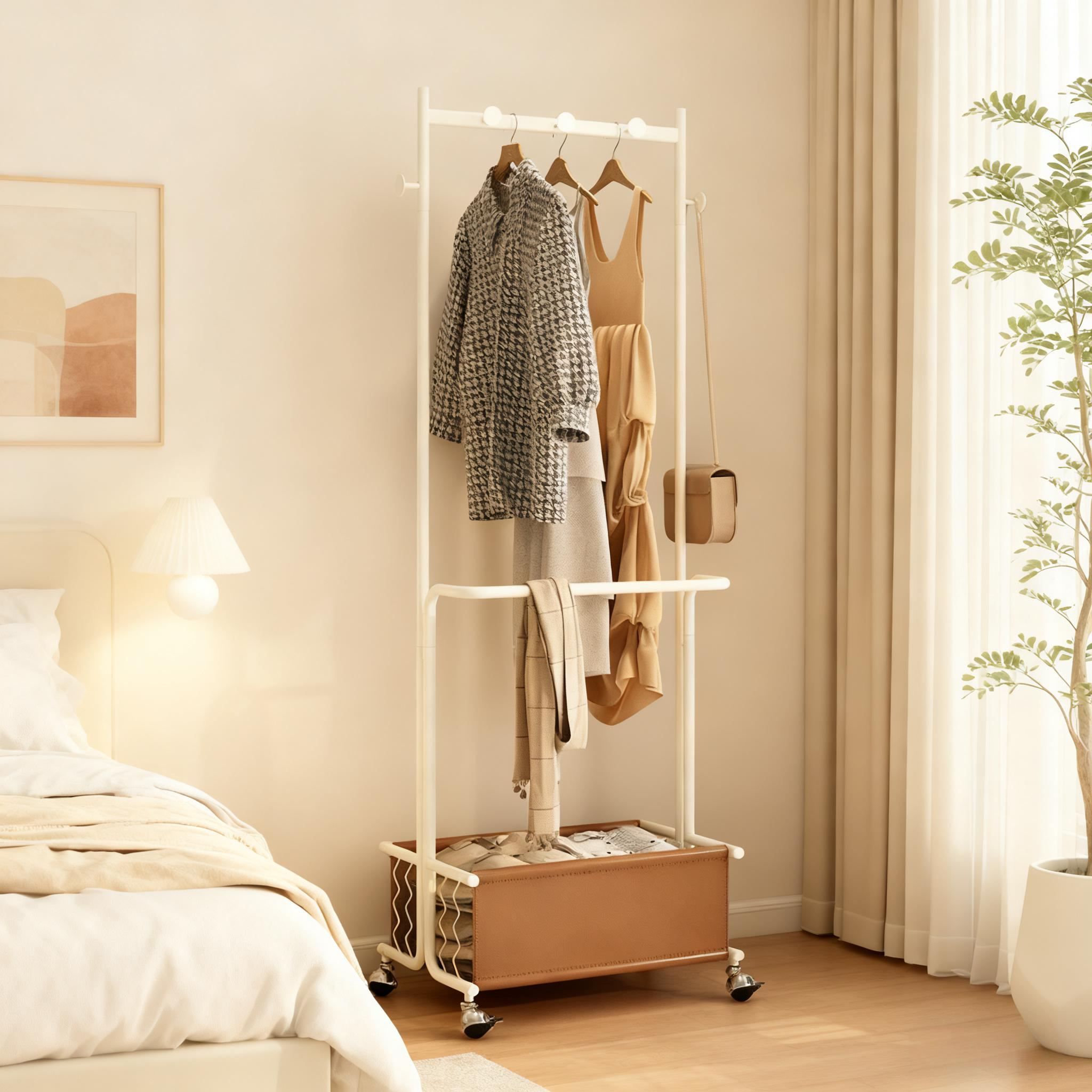 速立普加粗带框可移动落地衣帽架