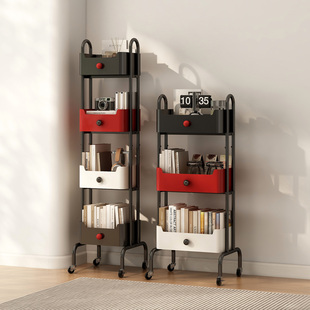 移动书架落地置物架简易立式多层铁艺收纳架家用客厅儿童绘本架子