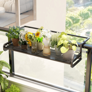 阳台置物架室内客厅护栏窗台花盆托架加粗悬挂式多肉铁艺栏杆花架