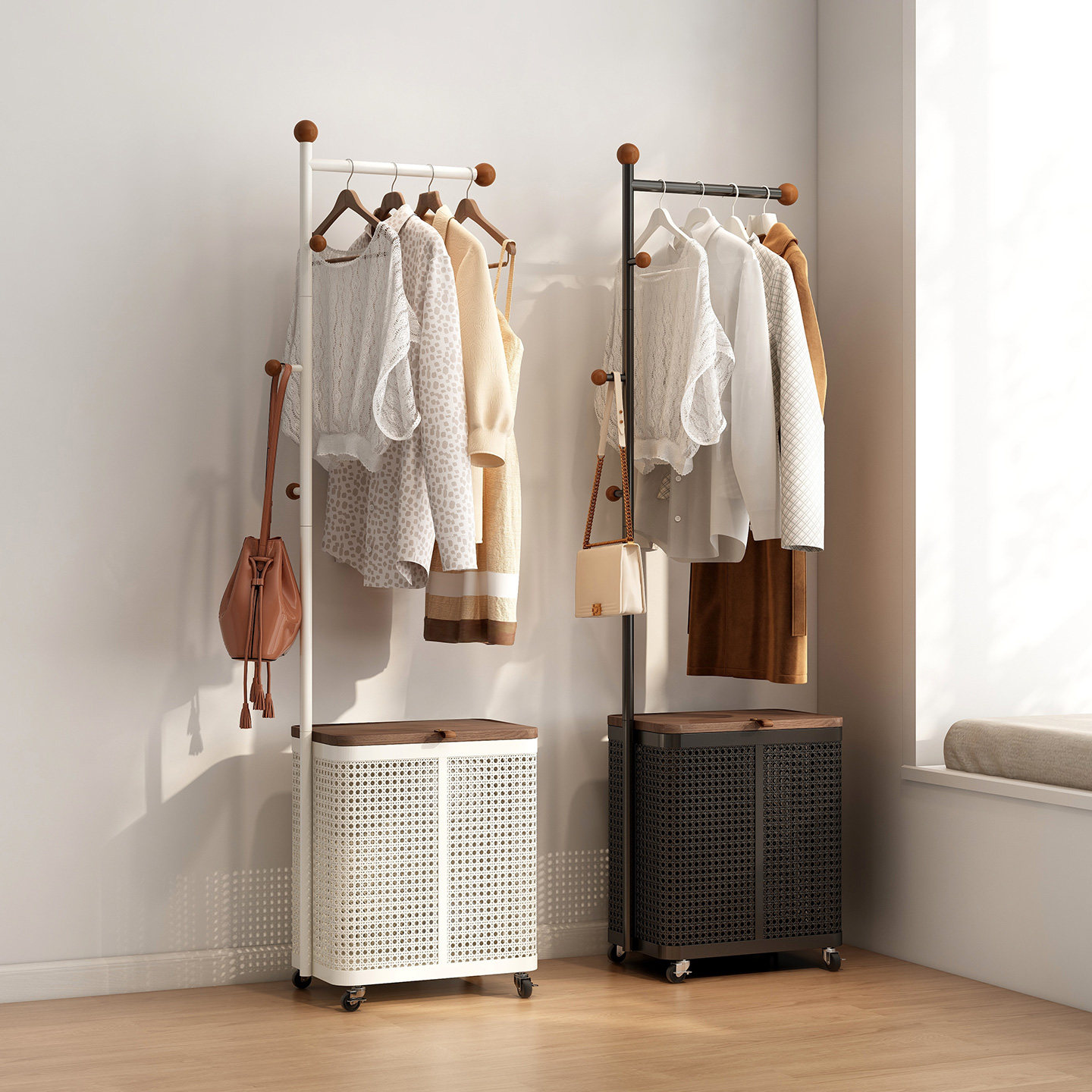 速立普家用可移动落地卧室衣帽架