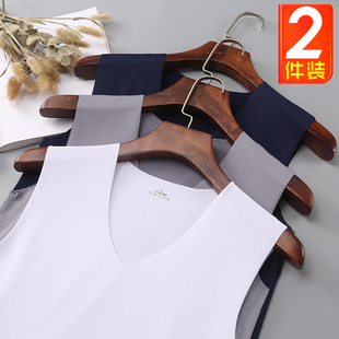 上衣内衣V领打底衫 无袖 修身 2件无痕德绒保暖背心男加绒加厚秋冬季