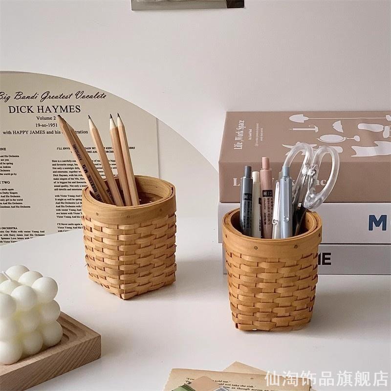 化妆刷收纳筒大容量超大编织笔筒