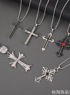小众复古十字架项链嘻哈潮流男生