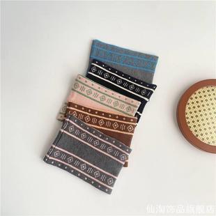 拼色针织发带短发过渡期束发带潮ins风百搭秋冬日韩运动头巾保暖