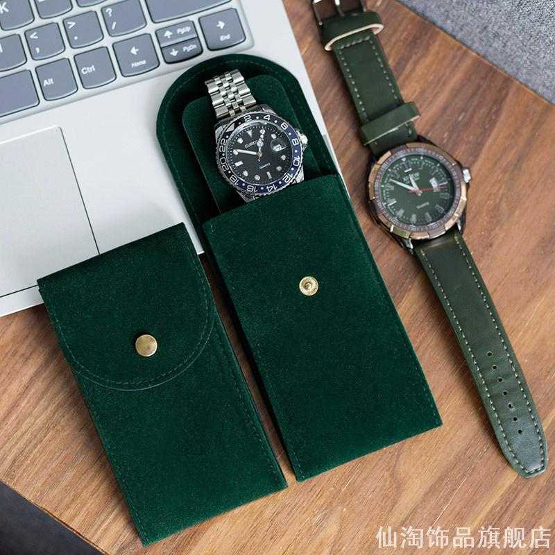 翻盖金色圆扣丝绒手表袋精致细节送礼腕表高档包装防尘收纳袋