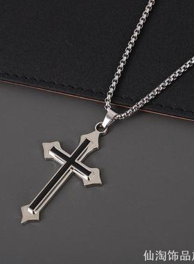 十字架吊坠男孩T恤配饰百搭