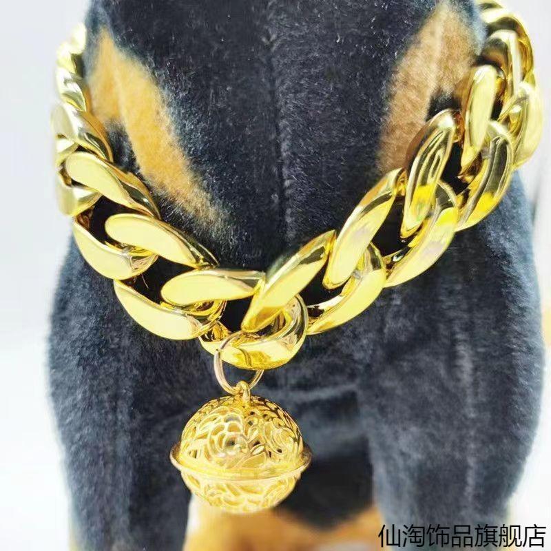 狗狗铃铛项圈仿金链子巴哥泰迪犬恶霸宠物可拍照饰品项链配饰猫咪