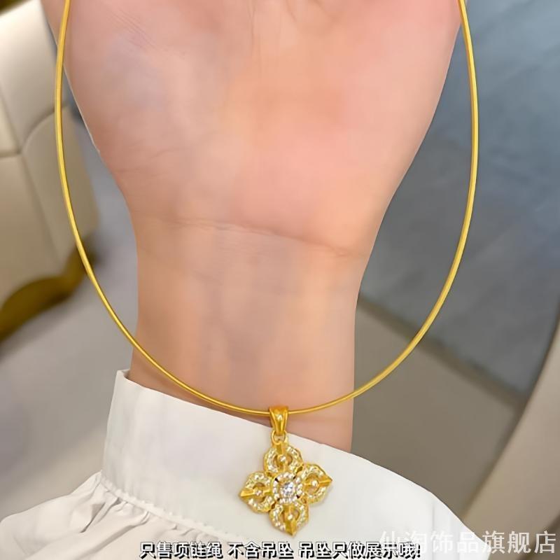 黄金吊坠挂绳锁骨链高级感万能