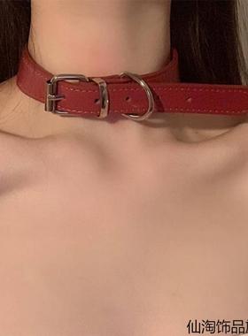 颈带链子女项圈choker脖颈链皮带项链亚文化y2k朋克男小众设计