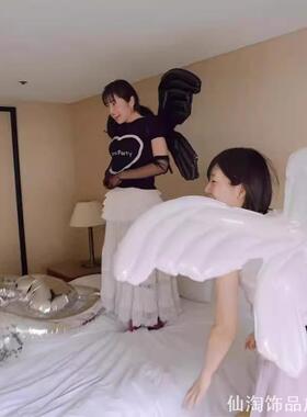 镭射银色皇冠气球生日帽女生礼物白色黑色蝴蝶铝膜球可背拍照道具