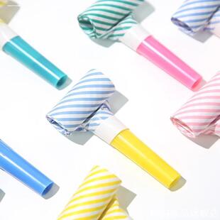 吉祥道具吹卷口哨玩具生日哨子喇叭气氛儿童伸缩节日表演纸笛