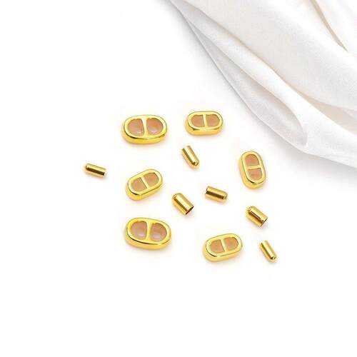 可调节手绳扣DIY配件钢丝皮绳手链扣圆绳米兰绳收尾帽绳套8字扣
