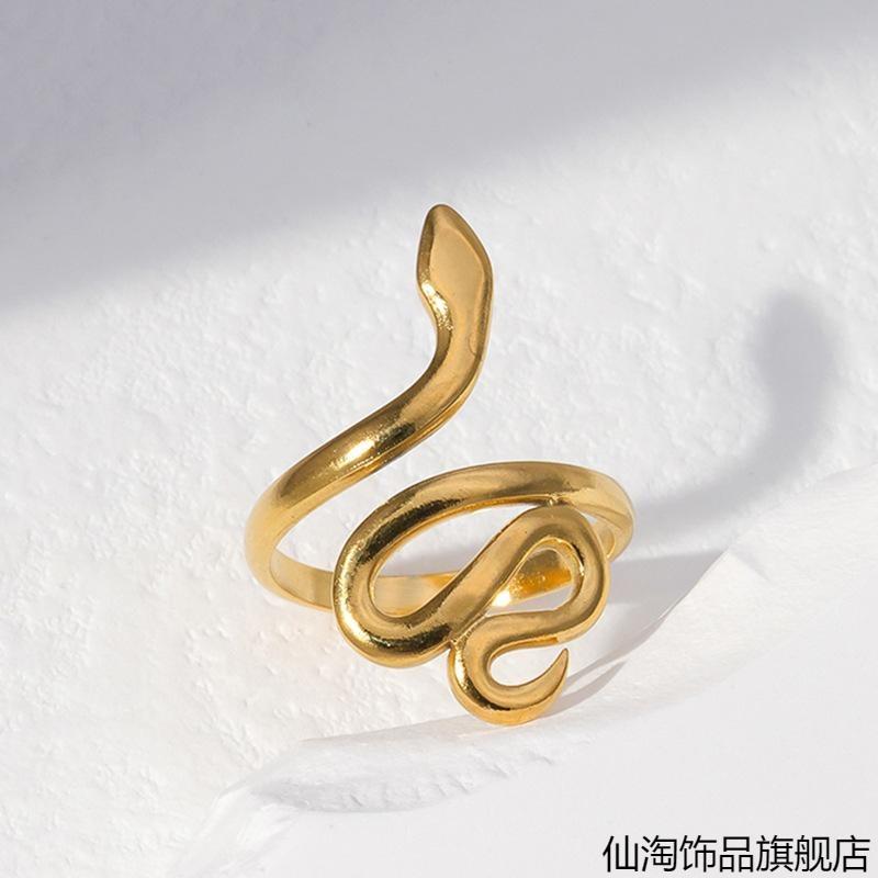 精致百搭女个性开口指环小众设计时尚蛇形戒指高级感手饰冷淡风