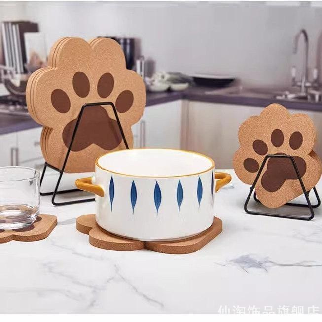 软木锅垫套装猫爪形隔热垫防热